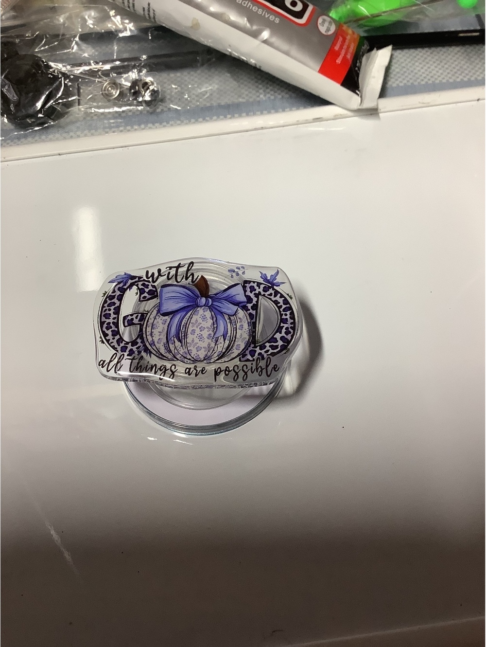 Phone socket Holder with 'God with all things are possible' Design